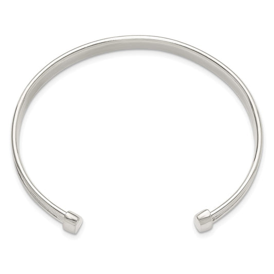 Sterling Silver Polished Textured Cuff Bangle Bracelet QB1452