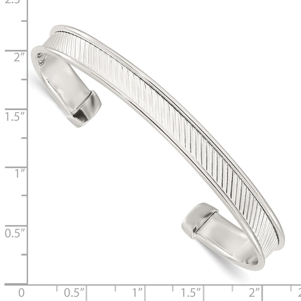 Sterling Silver Polished Textured Cuff Bangle Bracelet QB1452