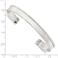 Sterling Silver Polished Textured Cuff Bangle Bracelet QB1452