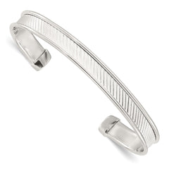 Sterling Silver Polished Textured Cuff Bangle Bracelet QB1452