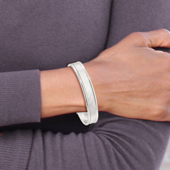 Sterling Silver Polished Textured Cuff Bangle Bracelet QB1453
