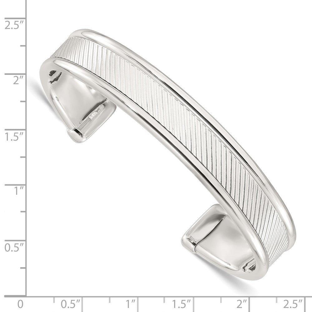 Sterling Silver Polished Textured Cuff Bangle Bracelet QB1453