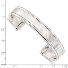 Sterling Silver Polished Textured Cuff Bangle Bracelet QB1453