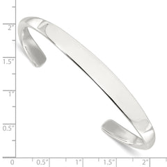 Sterling Silver Polished Step Flat Cuff Bangle QB1455