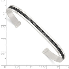 Sterling Silver with Black Rhodium Inlay Cuff Bangle QB1457
