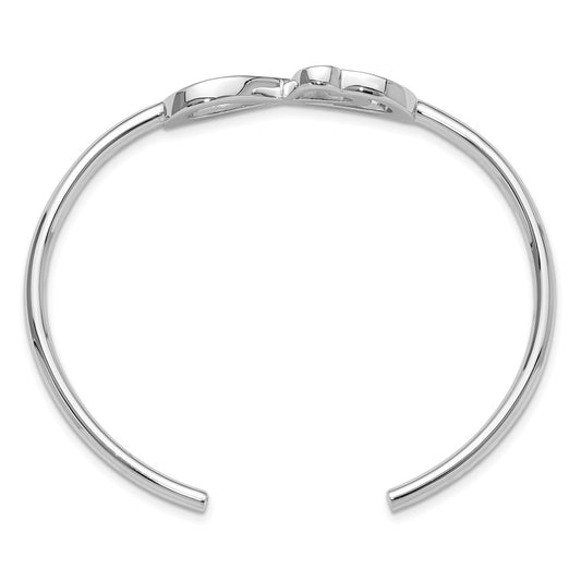 Sterling Silver Rhodium-plated Heart Infinity Symbol Cuff Bangle QB1461