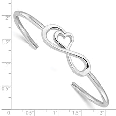 Sterling Silver Rhodium-plated Heart Infinity Symbol Cuff Bangle QB1461