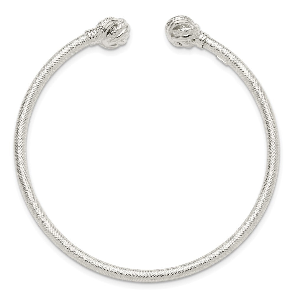 Sterling Silver Textured Love Knot Cuff Bangle QB1463