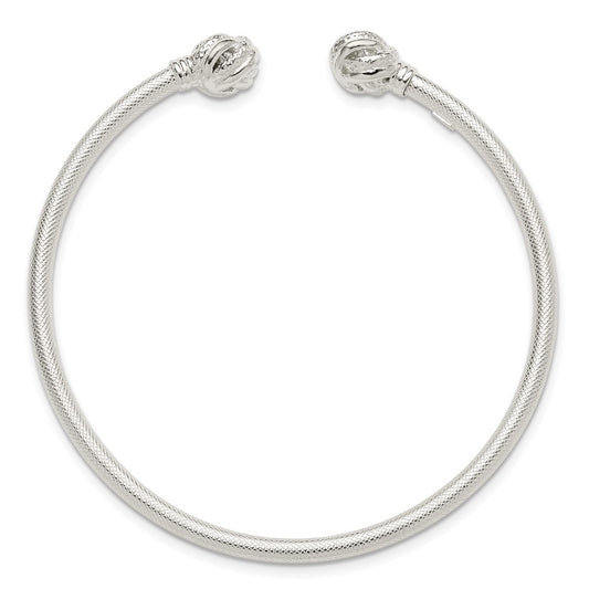 Sterling Silver Textured Love Knot Cuff Bangle QB1463