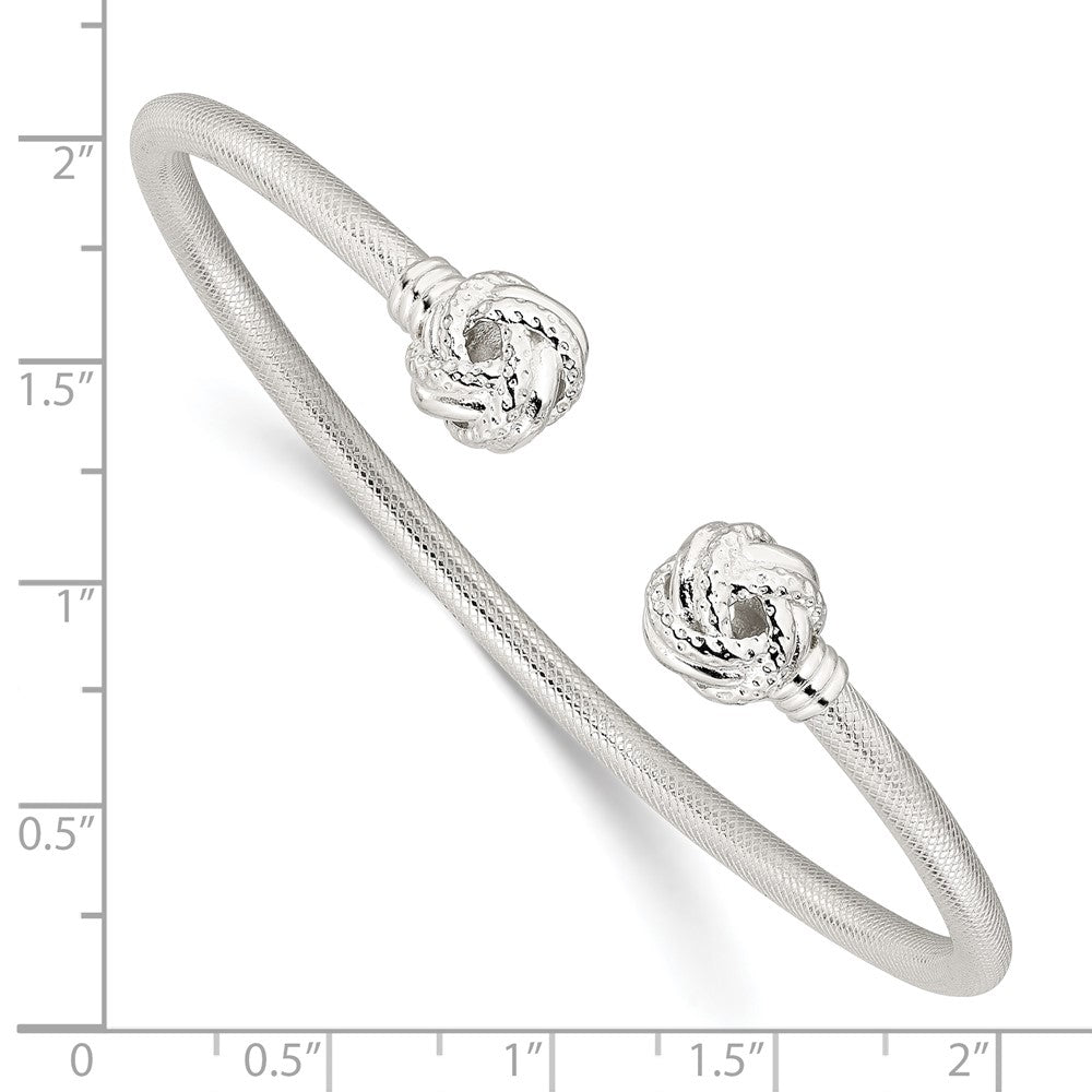 Sterling Silver Textured Love Knot Cuff Bangle QB1463