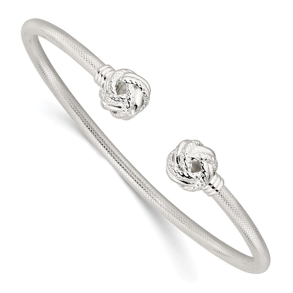 Sterling Silver Textured Love Knot Cuff Bangle QB1463