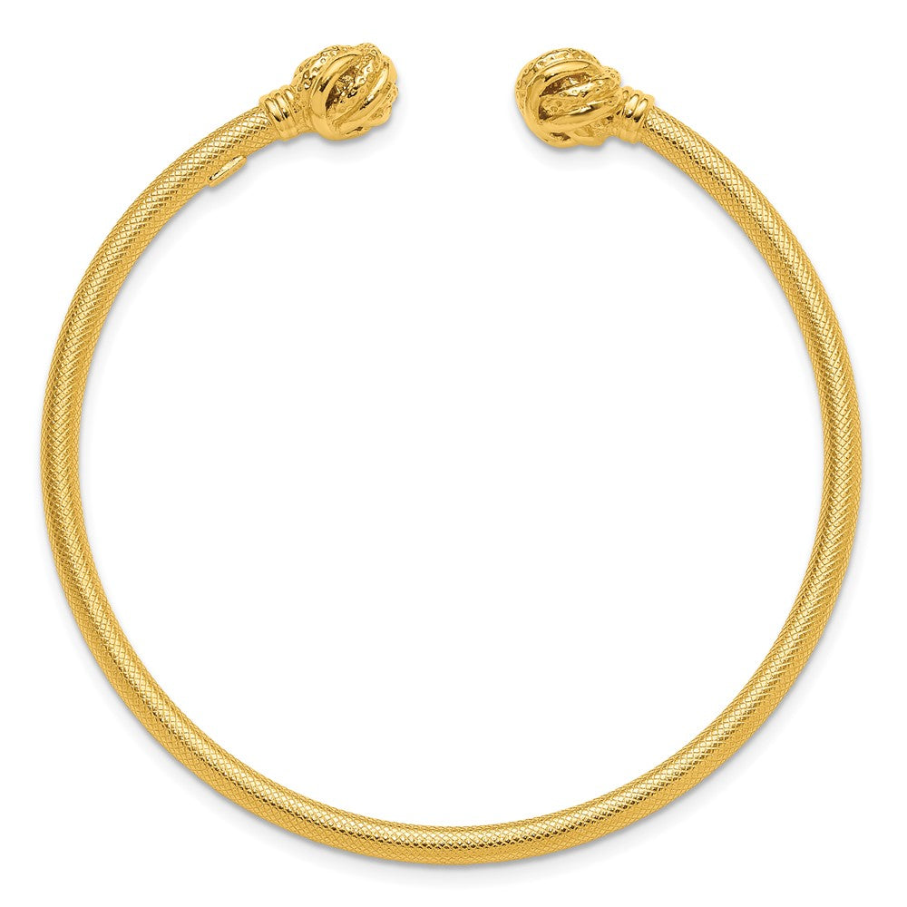Sterling Silver Gold-tone Textured Love Knot Cuff Bangle QB1463GP