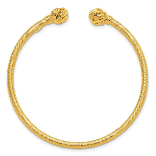 Sterling Silver Gold-tone Textured Love Knot Cuff Bangle QB1463GP