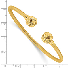 Sterling Silver Gold-tone Textured Love Knot Cuff Bangle QB1463GP