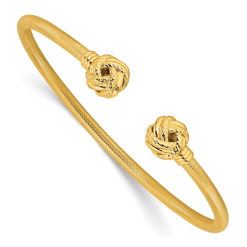 Sterling Silver Gold-tone Textured Love Knot Cuff Bangle QB1463GP