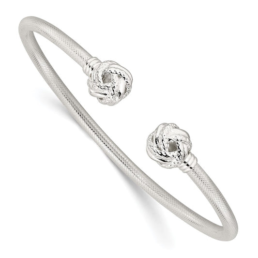 Sterling Silver Textured Love Knot Cuff Bangle QB1463