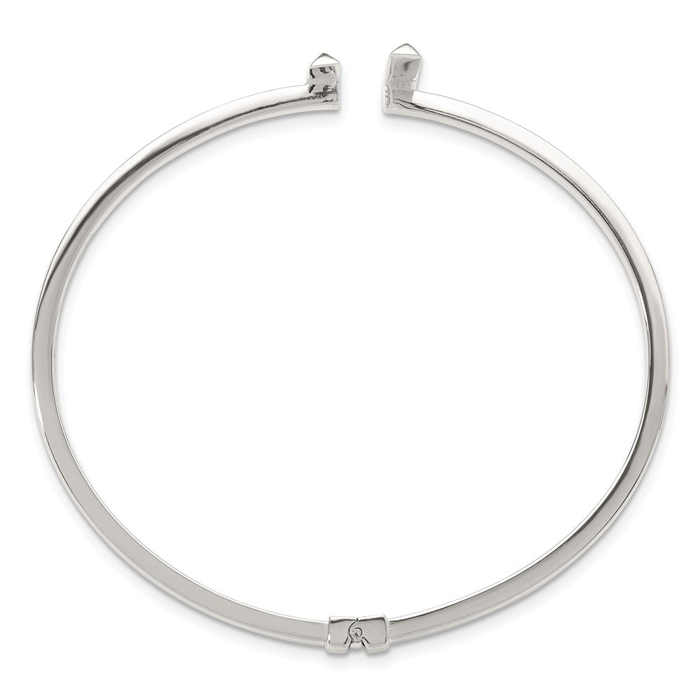 Sterling Silver Polished Bars Hinged Cuff Bangle Bracelet QB1464