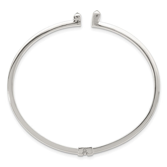 Sterling Silver Polished Bars Hinged Cuff Bangle Bracelet QB1464