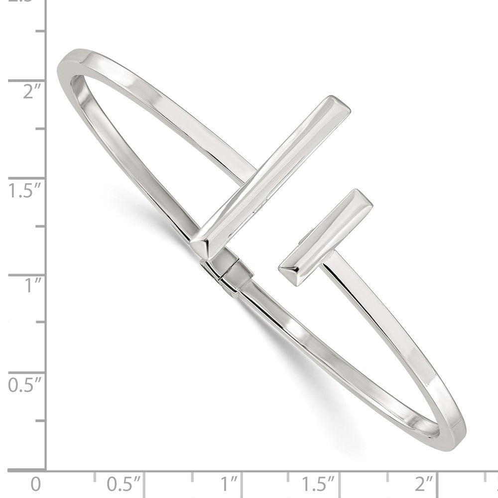 Sterling Silver Polished Bars Hinged Cuff Bangle Bracelet QB1464