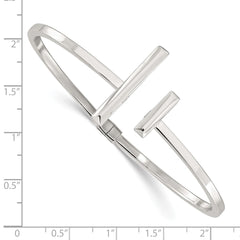 Sterling Silver Polished Bars Hinged Cuff Bangle Bracelet QB1464