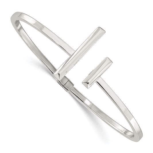 Sterling Silver Polished Bars Hinged Cuff Bangle Bracelet QB1464