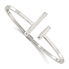 Sterling Silver Polished Bars Hinged Cuff Bangle Bracelet QB1464
