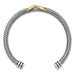 Sterling Silver Antiqued and Gold-tone Infinity Cuff Bangle QB1469