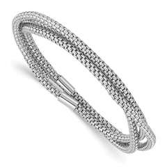 Sterling Silver Rhodium-plated 3 Intertwined Stretch Mesh Bracelets QB1479