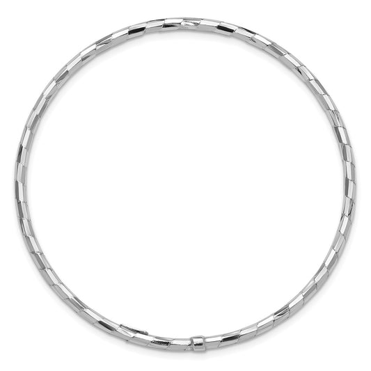 Sterling Silver Rhodium-plated Polished & Diamond-cut Slip On Bangle QB1480