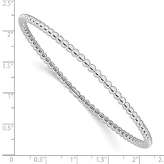 Sterling Silver Rhodium-plated Polished Beaded Slip-On Bangle QB1482