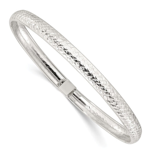 Sterling Silver Polished and D/C Flexible Bangle QB1496
