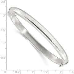 Sterling Silver Polished Textured Hinged Bangle Bracelet QB1511