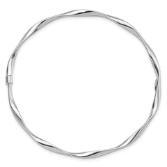 Sterling Silver Rhodium-plated Polished Twisted Slip On Bangle QB1517