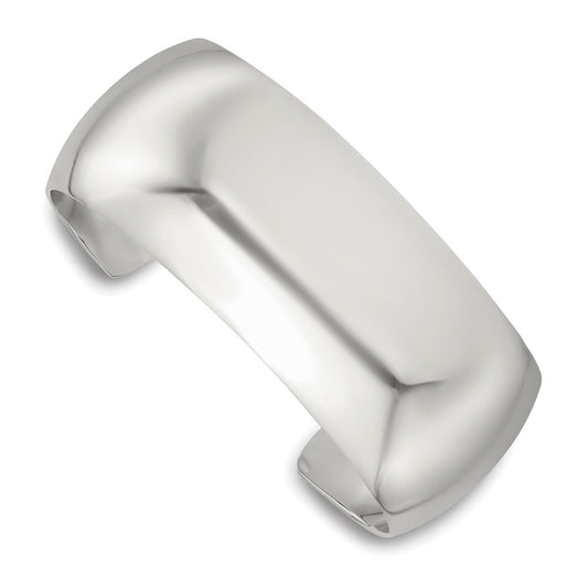 Sterling Silver Polished 25mm Domed Cuff Bangle QB1550