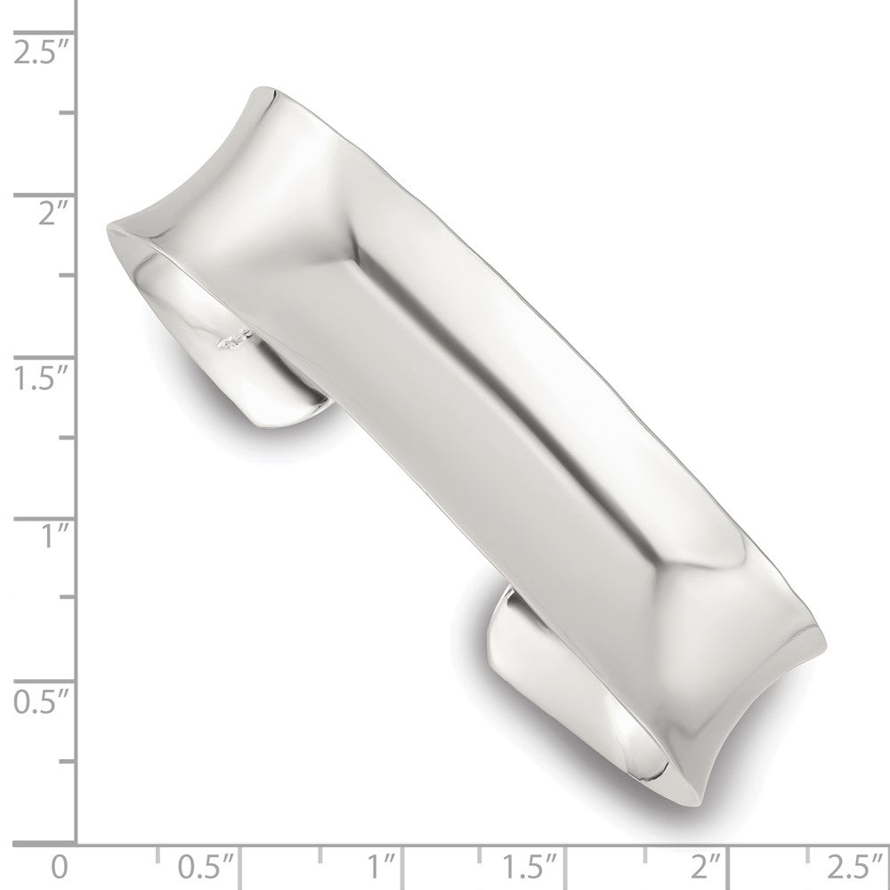 Sterling Silver Polished 15mm Concave Cuff Bangle QB1558