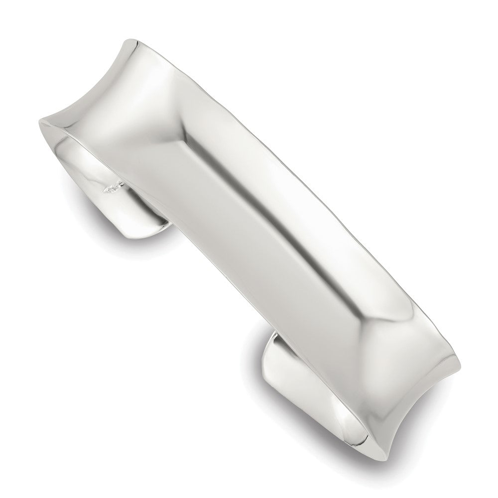 Sterling Silver Polished 15mm Concave Cuff Bangle QB1558