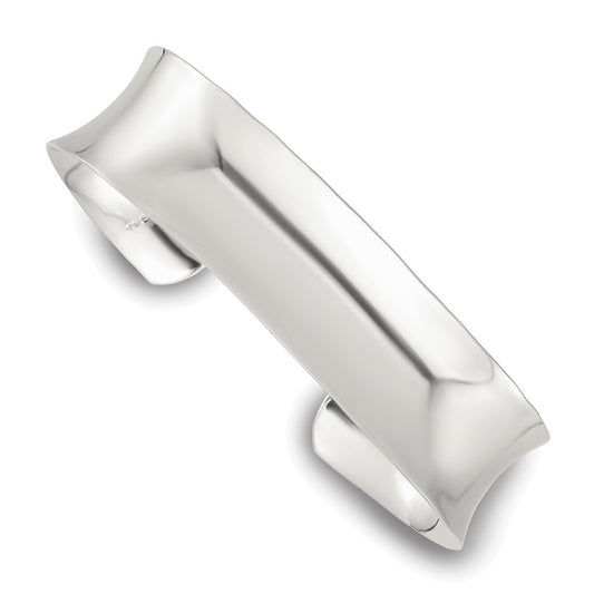 Sterling Silver Polished 15mm Concave Cuff Bangle QB1558