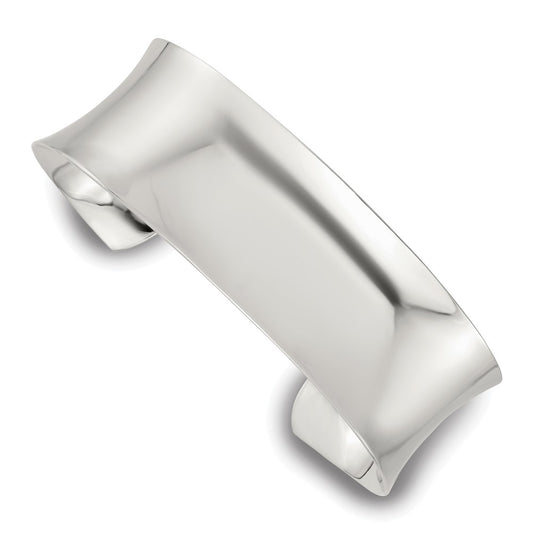 Sterling Silver Polished 20mm Concave Cuff Bangle QB1559