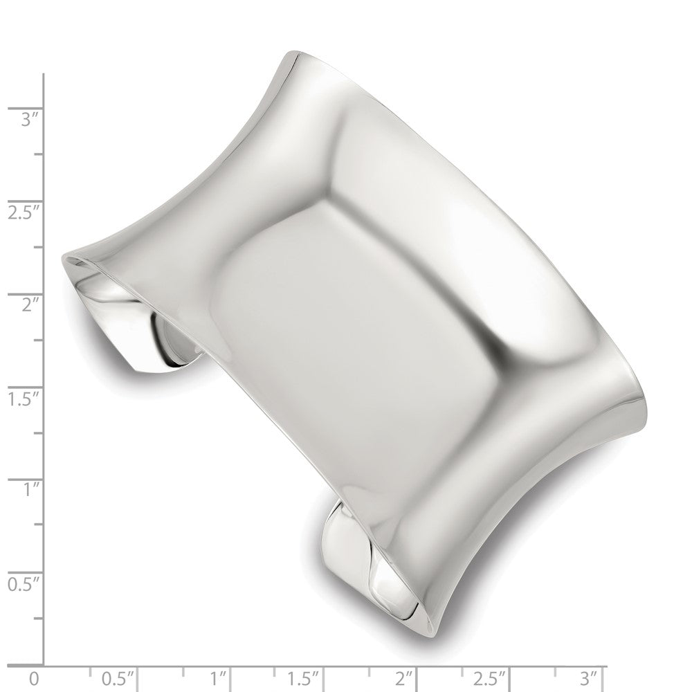 Sterling Silver Polished 40mm Concave Cuff Bangle QB1562