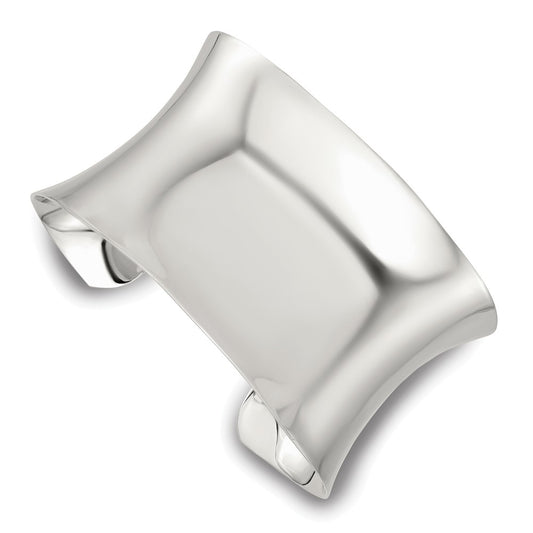 Sterling Silver Polished 40mm Concave Cuff Bangle QB1562