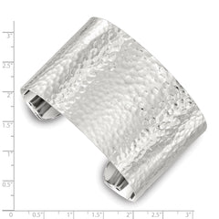 Sterling Silver Polished 40mm Flat Hammered Cuff Bangle QB1566
