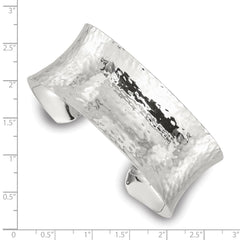 Sterling Silver Polished 25mm Concave Hammered Cuff Bangle QB1567