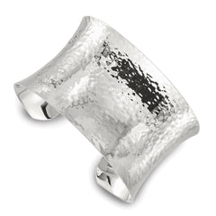 Sterling Silver Polished 40mm Concave Hammered Cuff Bangle QB1569