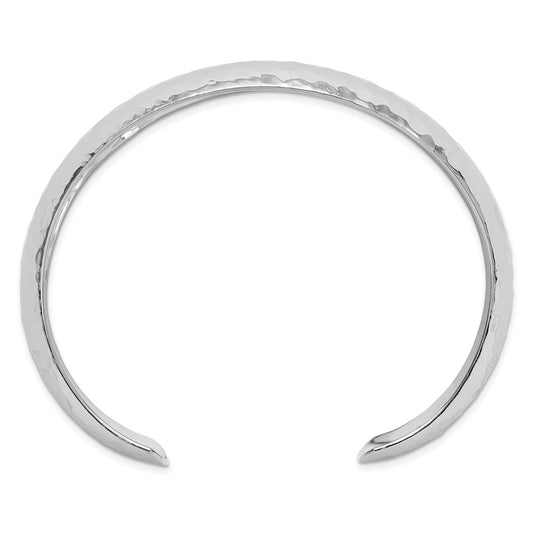 Sterling Silver Polished 15mm Domed Hammered Cuff Bangle QB1570