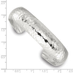 Sterling Silver Polished 15mm Domed Hammered Cuff Bangle QB1570