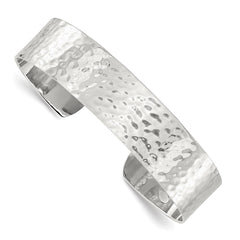 Sterling Silver Polished 15mm Flat Hammered Cuff Bangle QB1575