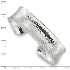Sterling Silver Polished 15mm Concave Hammered Cuff Bangle QB1577