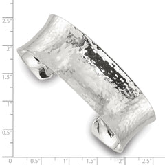 Sterling Silver Polished 20mm Concave Hammered Cuff Bangle QB1578