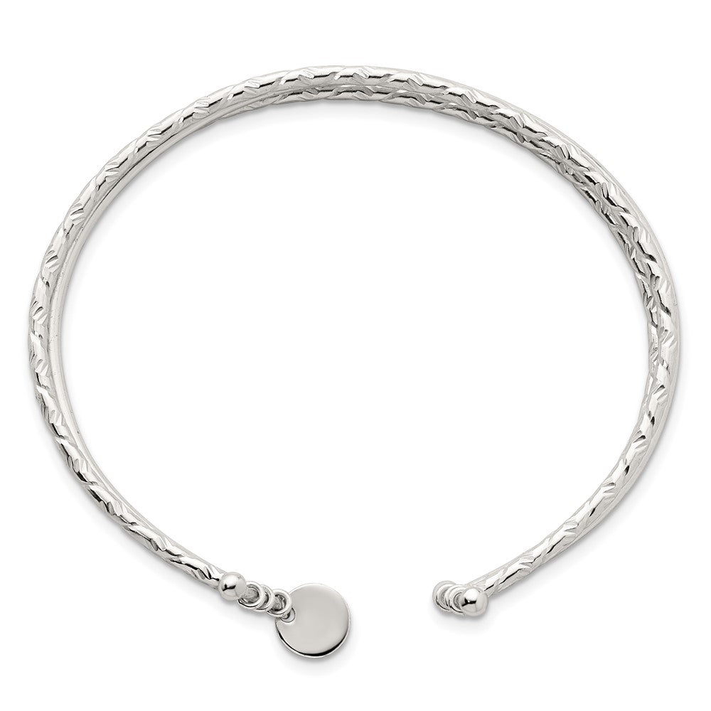 Sterling Silver Polished and Textured Triple Band Cuff Bangle Bracelet QB1580