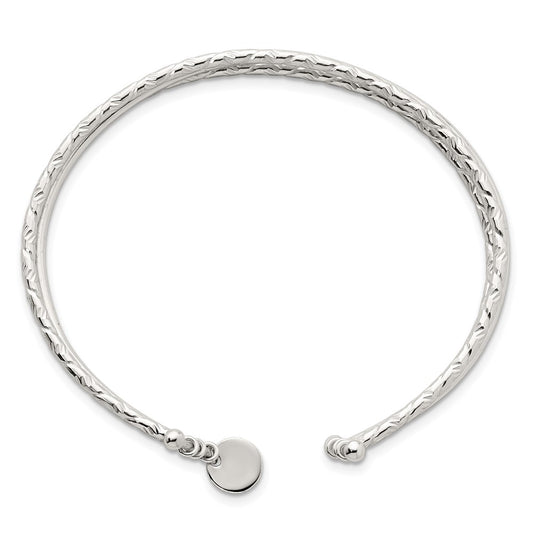 Sterling Silver Polished and Textured Triple Band Cuff Bangle Bracelet QB1580
